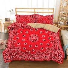 SHOUJIQQ 3D Röd Paisley Sängklädesset