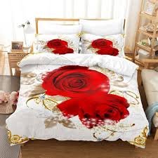 Romantisk Ros Blommigt Påslakan Set 220x260 cm